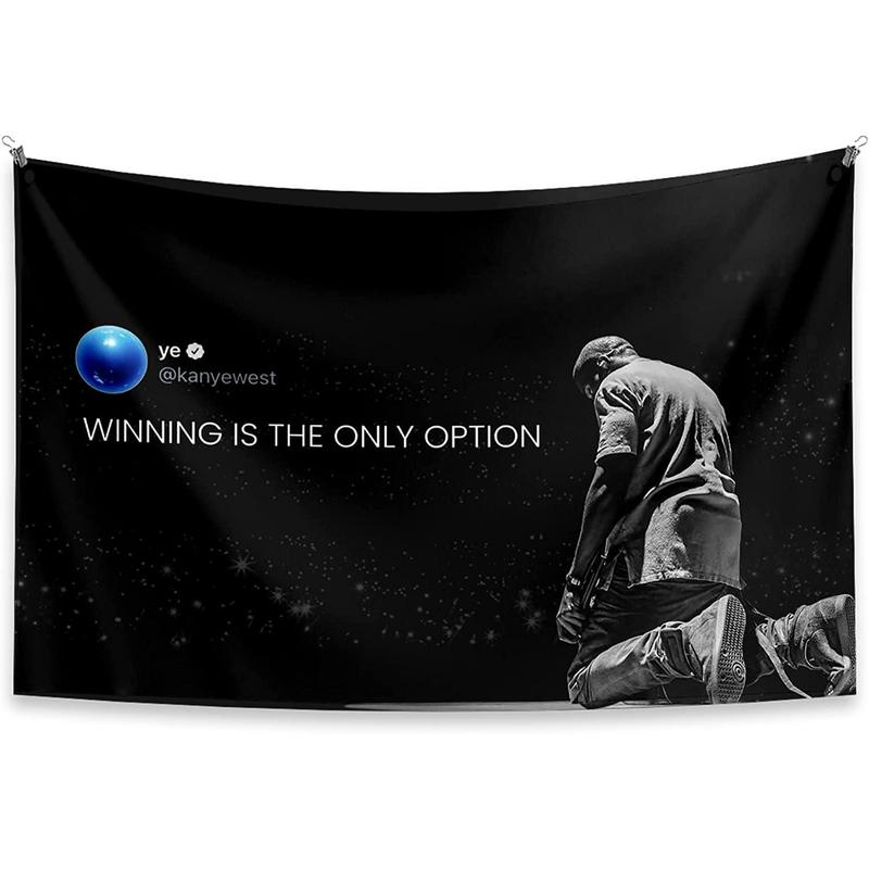 Calm Haven Designs Kanye Rapper Tweet Tapestry UV Resistant Flag Banner Winning Is The Only Option Wall Hanging Decor for Bedroom