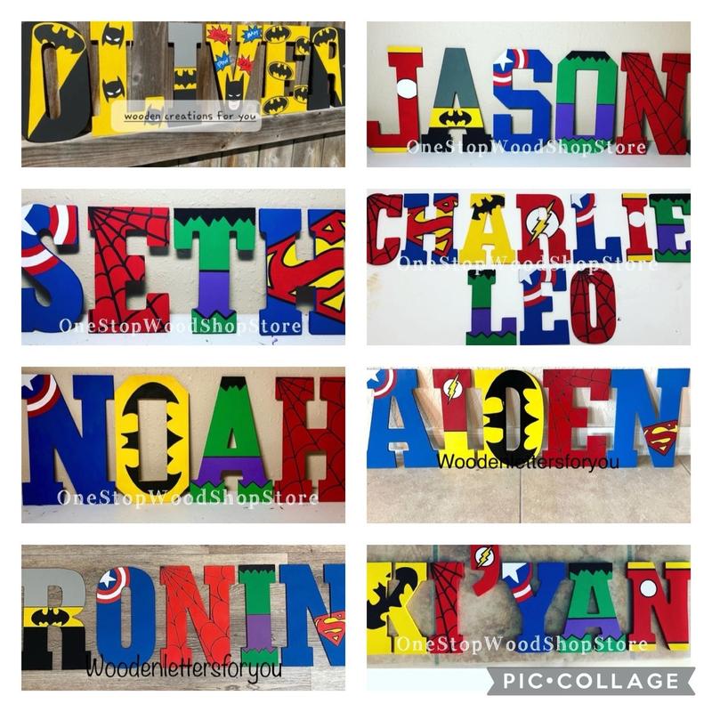 Hand painted superhero letters