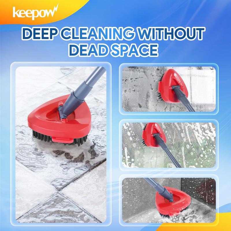 Keepow Reusable Mop Heads + Scrub Brush Replacement Set Compatible with Spin Mop and Bucket 2 Tank System