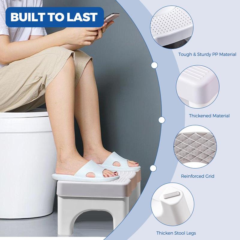 [LIMITED TIME DEAL] Ergonomic Toilet Stool - Portable Poop Stool, Dual Non-Slip, Strong Weighted Construction, Squatting Potty for Adults & Kids