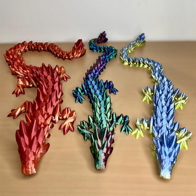 3D Printed Articulated Gemstone Dragon, Different sizes Available, Rainbow Colors Available Decor Gift Lover