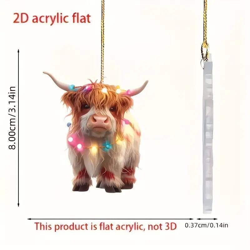 Highland Cow Design Ornament, 1 Count Cute Animal Shaped Hanging Decoration, Festive Decorations for Home Party & Car Decor