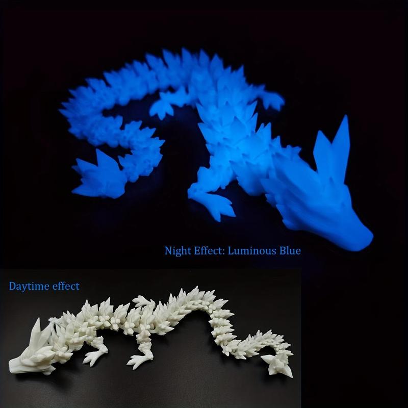 3D Printed Luminous Artificial Crystal Dragon Statue, 1 Count 3D Printed Glow in The Dark Dragon Sculpture Decor Figurine, Decorative Ornament for Home Office Party