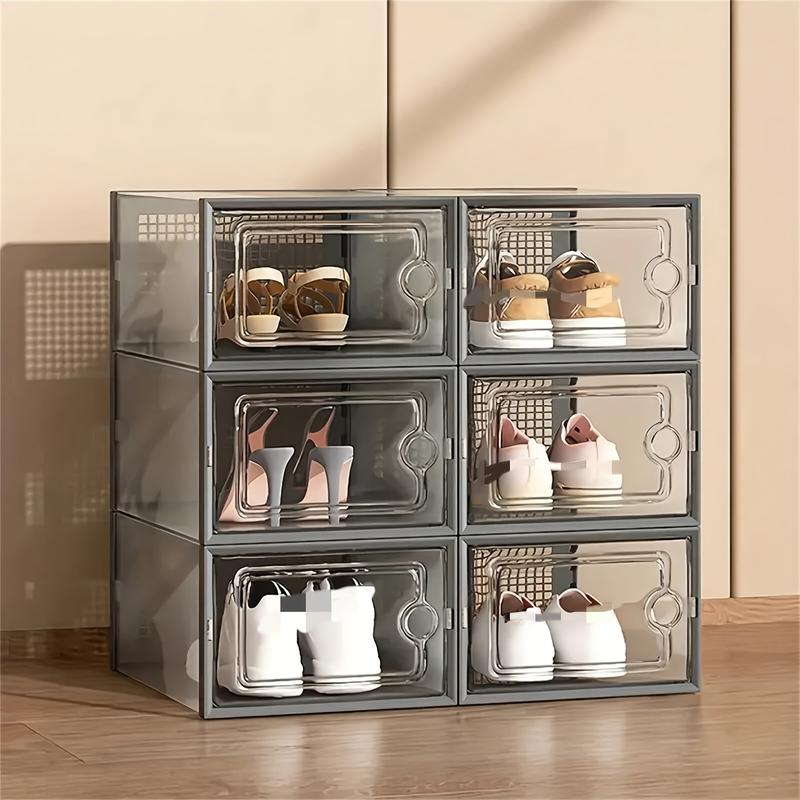 Shoe Box 24 Pieces Thick Transparent Plastic Sports Shoes with Lid, Foldable Stacking Shoe Rack, Free Combination, Storage Box Storage, Save Space, Suitable for Porch, Bedroom, Home, Dormitory, Etc.