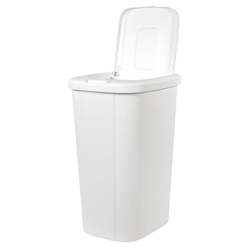 13.3-Gallon White Trash Can with Touch Lid