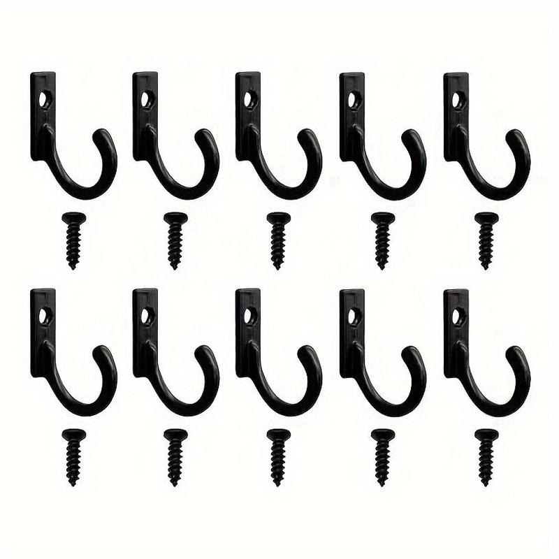 Wall Mounted Hook (10pcs), Alloy Small Hook with Screws, Home Organizer for Clothes, Hanging Hook for Kitchen, Bathroom, Wardrobe, Closet