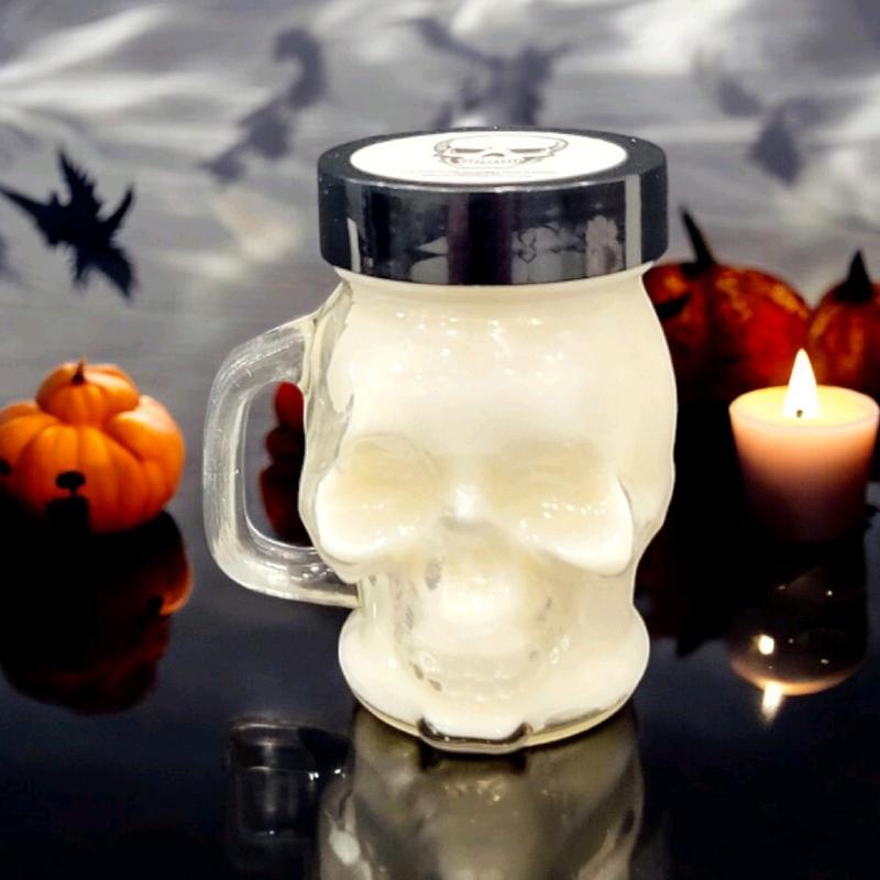 Small 4 Ounce Skull Soy Candle in reusable shot glass favorite candles Mason