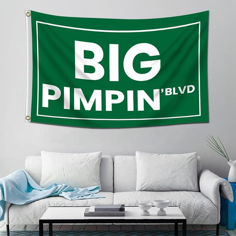 Big Pimpin'Blvd 3x5Ft Funny Quote Flag Banner UV Resistance Man Cave Wall Hangging for College Dorm Room Outdoor Parties Tapestry Decoration Hanging