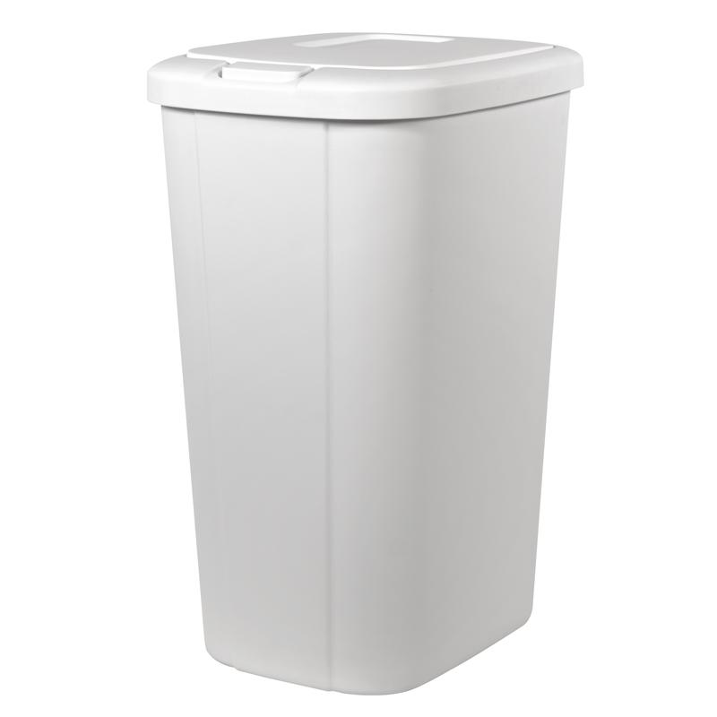 13.3-Gallon White Trash Can with Touch Lid