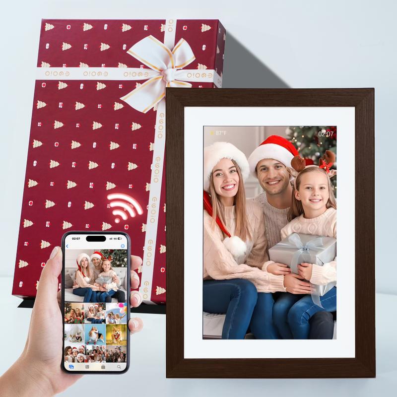 Ekoio Digital Picture Frame 10.1 Inch WiFi,gift idea, IPS Touch Screen Smart Cloud Photo Frame with 32GB Storage, Auto-Rotate Easy Setup to Share Photos or Videos via biu frame APP, Wall Mountable White color and Black color Decor Landscape