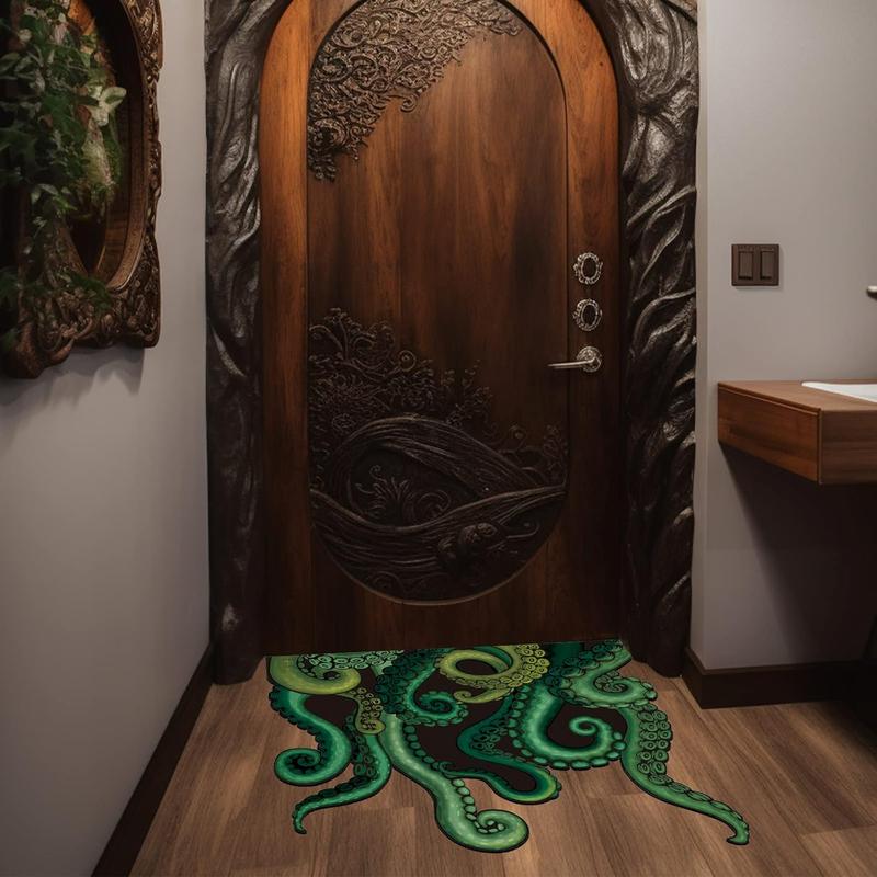 Cthulhu Tentacles Bath Mat Microfiber Water Absorbent Octopus Rug Anti-Slip Backing 27.5