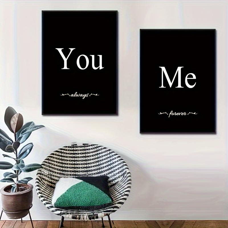 3Pcs Set You & Me Canvas Art Set - Modern Black White Word Prints - Heartfelt Wall Decor for Bedroom, Living Room, Corridor - Perfect Fall Gift, No Framed Poster Decoration