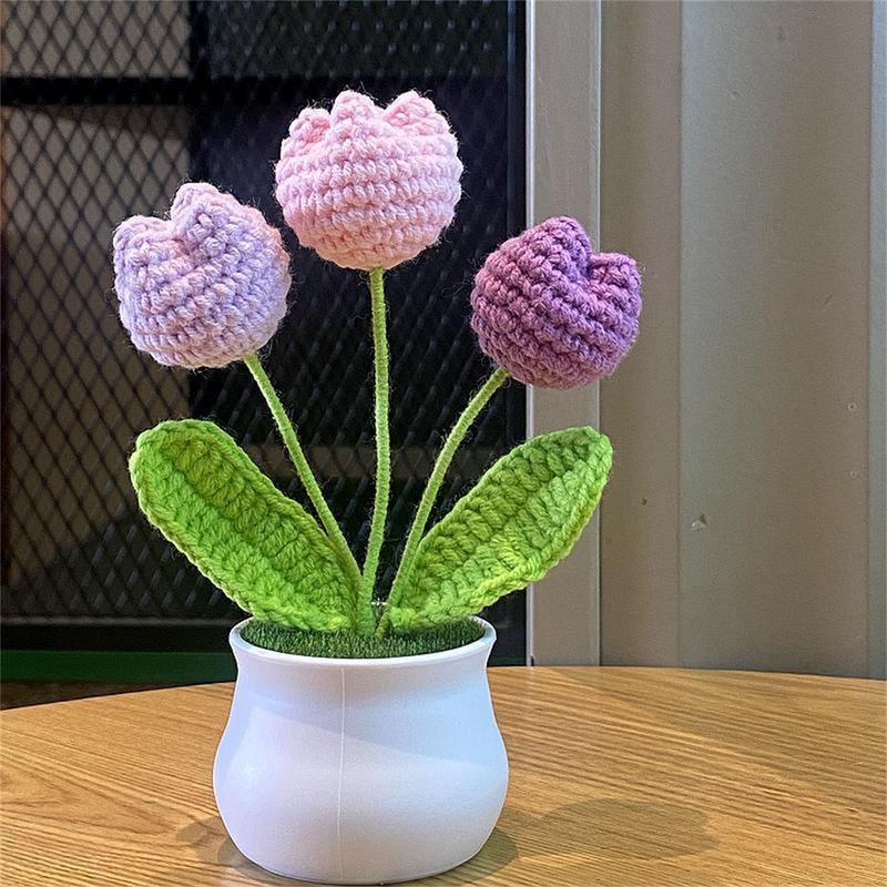 Crochet Flower (1 5counts), Handmade DIY Crochet Flower, Knitted Simulation Flower, Home Decor, Flower Ornament for Home Office Decoration