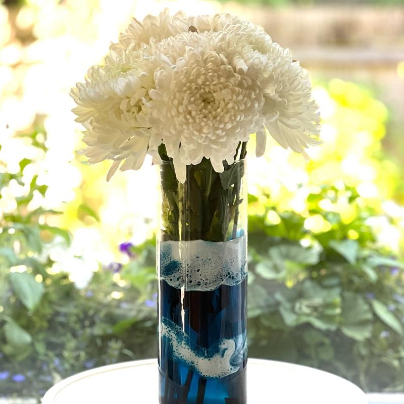 10 inch tall glass vase ocean inspired painted with resin Decor Decorative Flower Gift Transparent Ornaments