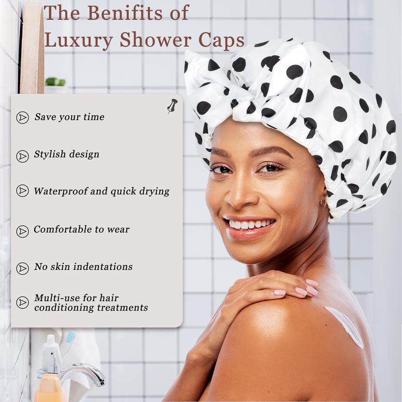 Luvruitaky Shower Caps for Women Reusable Waterproof Hair Cap for Shower