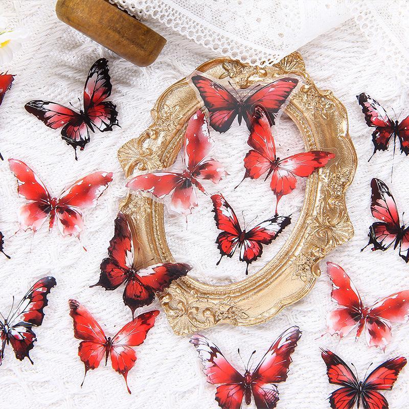 Butterfly Pattern Sticker, 40pcs set Waterproof Self Adhesive Decor Paper, Decor Sticker for Gift Greeting Card Water Bottle Laptop Phone