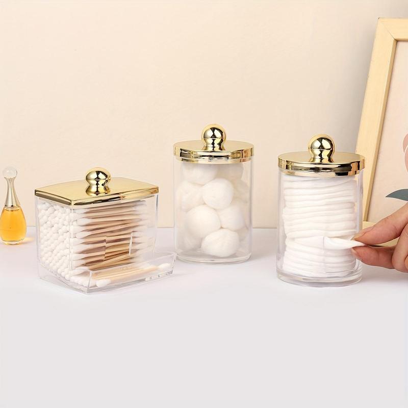 Clear Cotton Swab Storage Box with Lid, Bathroom Container, Cotton Ball Holder, Clear Jar Organizer for Storage Cotton Swab, Cotton Round Pads, Floss Picks