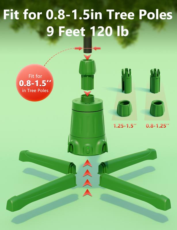 COOLWUFAN Rotating Christmas Tree Stand with Remote Control and 4 Built-in Outlets,for Up to 9FT & 120lb Artificial Trees Decoration Ornaments Decor