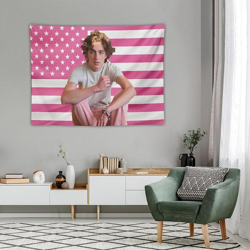 American Timothee Flag Tapestry Chalamet Poster Suitable for College Dormitories, Bridal Chambers, Living Rooms, Dormitories, Background Decorations, National Flag Gifts Merch