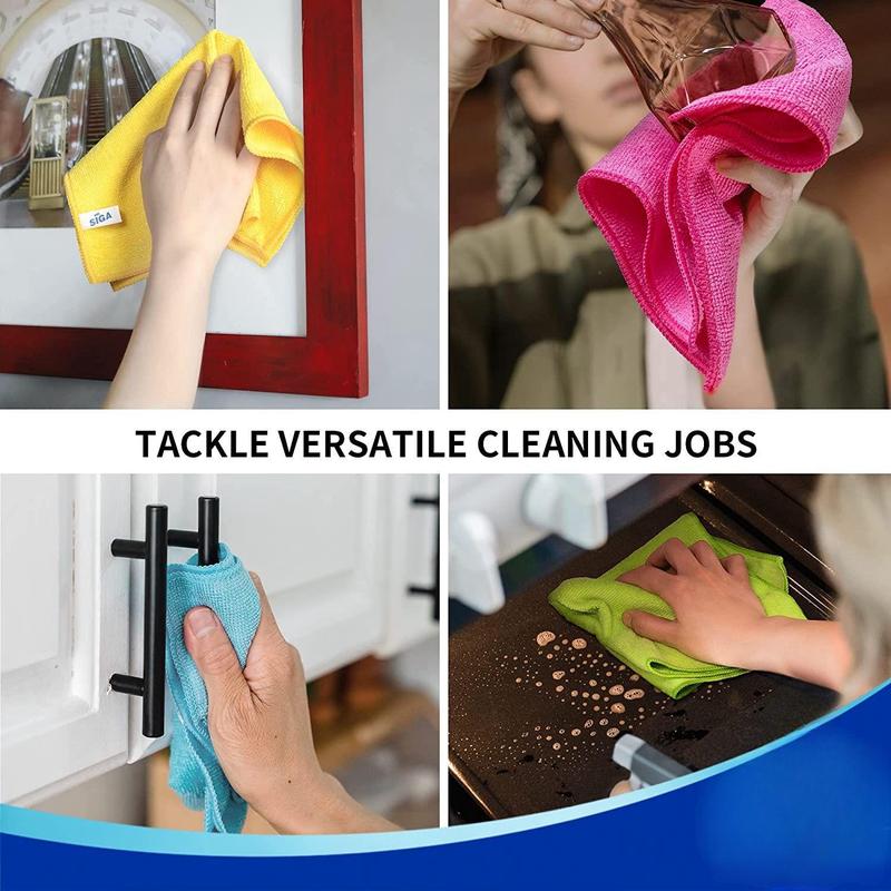 Microfiber Cleaning Cloth (12pcs), Household Cleaning Rags, Multifunctional Soft Absorbent Cleaning Towels for Home Kitchen Bathroom