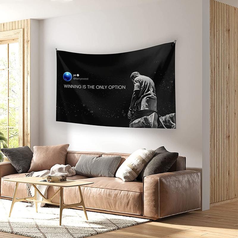 Calm Haven Designs Kanye Rapper Tweet Tapestry UV Resistant Flag Banner Winning Is The Only Option Wall Hanging Decor for Bedroom