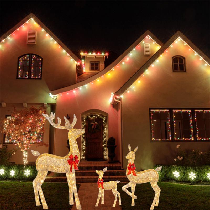 Lighted Christmas Deer Sleigh Outdoor Yard Decoration Winter Decoration For Front Yards New Fashion And Simple Furnishings 2024