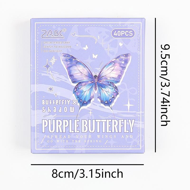 Butterfly Pattern Sticker, 40pcs set Waterproof Self Adhesive Decor Paper, Decor Sticker for Gift Greeting Card Water Bottle Laptop Phone