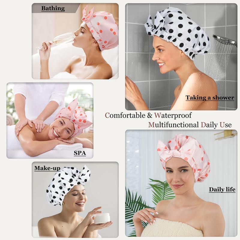 Luvruitaky Shower Caps for Women Reusable Waterproof Hair Cap for Shower