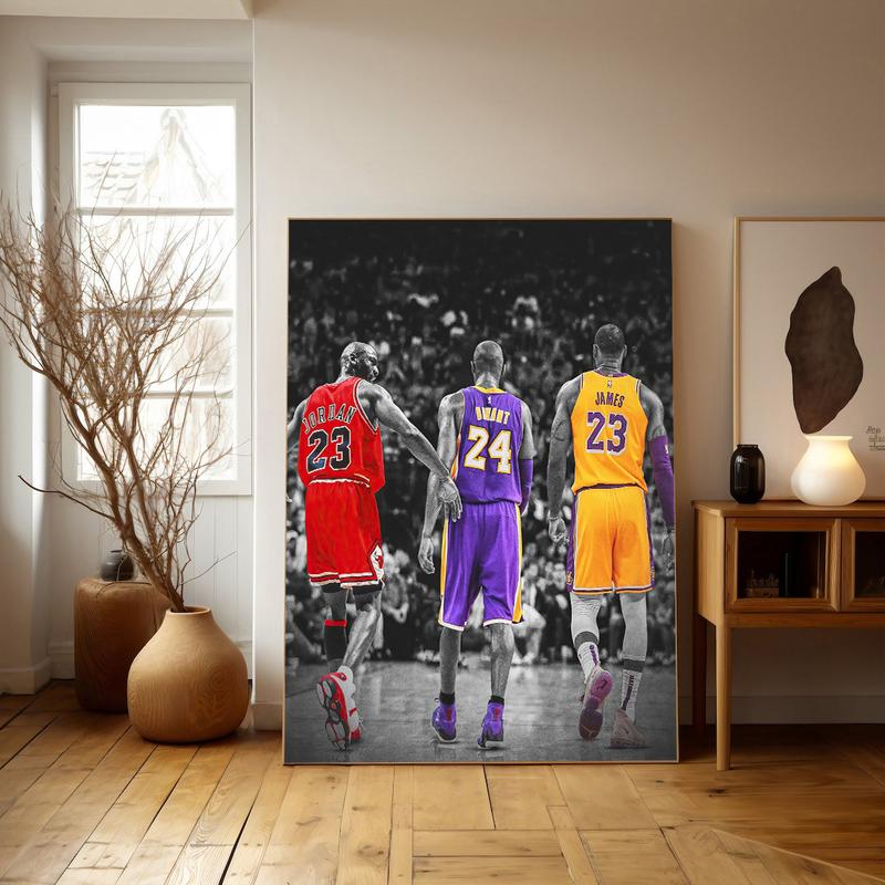 Jordan Kobe And Lebron Poster, Basketball Poster Decor Artwork Ornaments Wall Decoration Print Room Artistic Photo