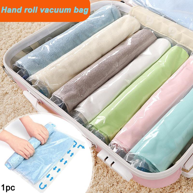 Vacuum Storage Bag, 1 Count Roll Compression Bag, Space Saving Storage Bag, Traveling Storage Bag for Business Trip, Traveling Accessories