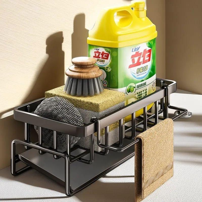 Dishcloth Holder Sink Dishcloth Drainer Dish Sponge Holder Kitchen Cloth Organizer Sponge and Soap Holder Steel Ball Bowl Cloth Iron