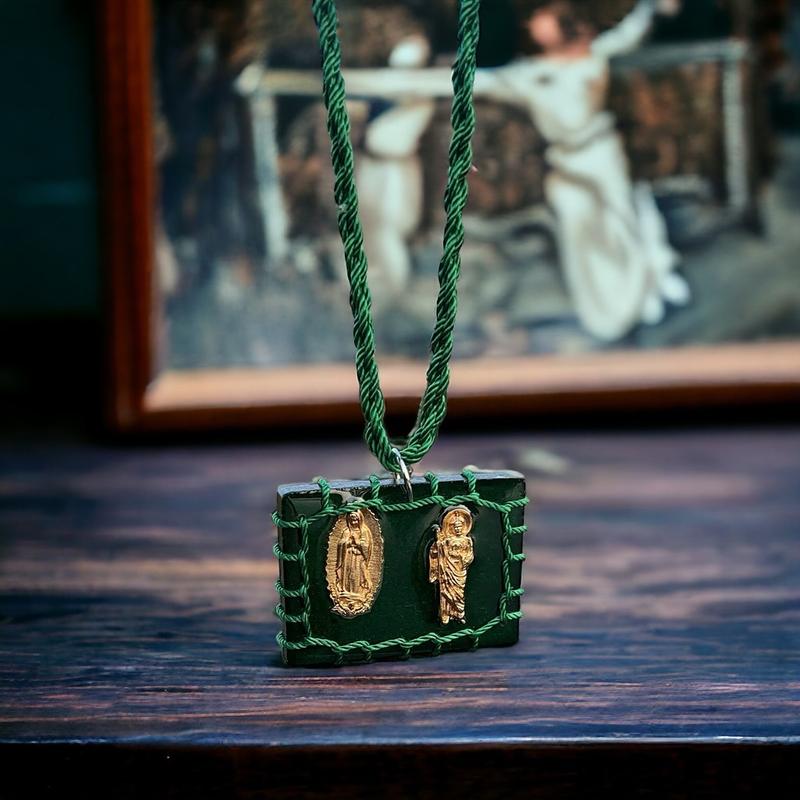 Religious Scapulars Decor Ornaments - Featuring Virgin of Guadalupe and St. Jude Thaddeus Images Gift