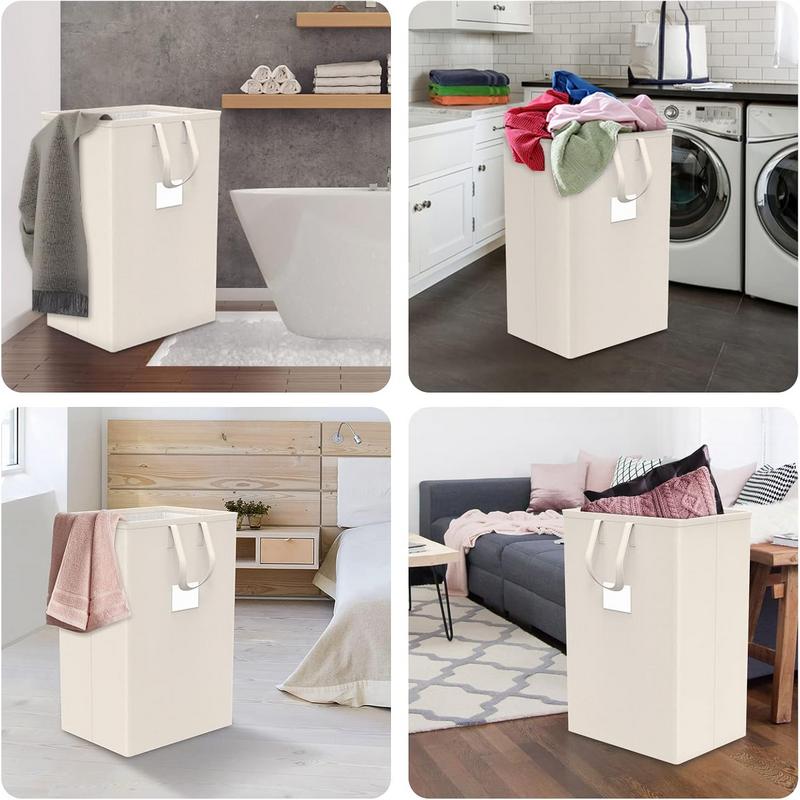 75L Large Laundry Hamper with Handles, Dirty Clothes Hamper for Bedroom Waterproof, Freestanding Tall Laundry Basket Waterproof, Hamper for Bedroom, Bathroom, Dorm, Toys Storage (Ivory) Organiser