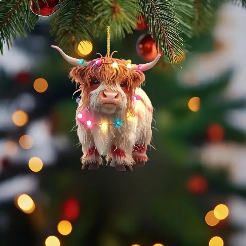 Highland Cow Design Ornament, 1 Count Cute Animal Shaped Hanging Decoration, Festive Decorations for Home Party & Car Decor