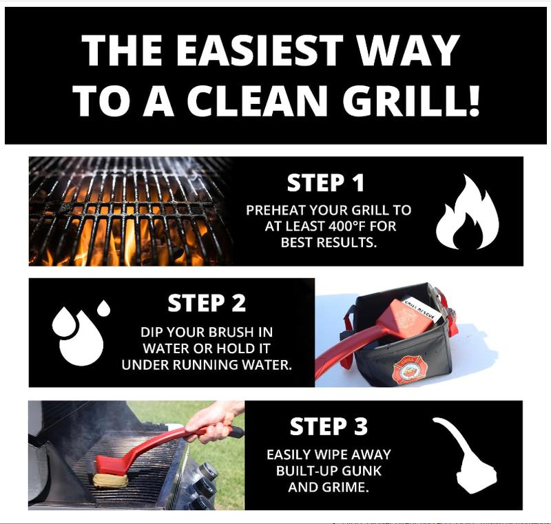 Grill Rescue Bristle-Free Steam Cleaning Grill Brush - Safe for All Grill Types, Heat-Resistant Kevlar Head, Perfect for Stainless Steel, Porcelain, Cast Iron Grates (Scraper Brush) Cleaner Comfortable Tool