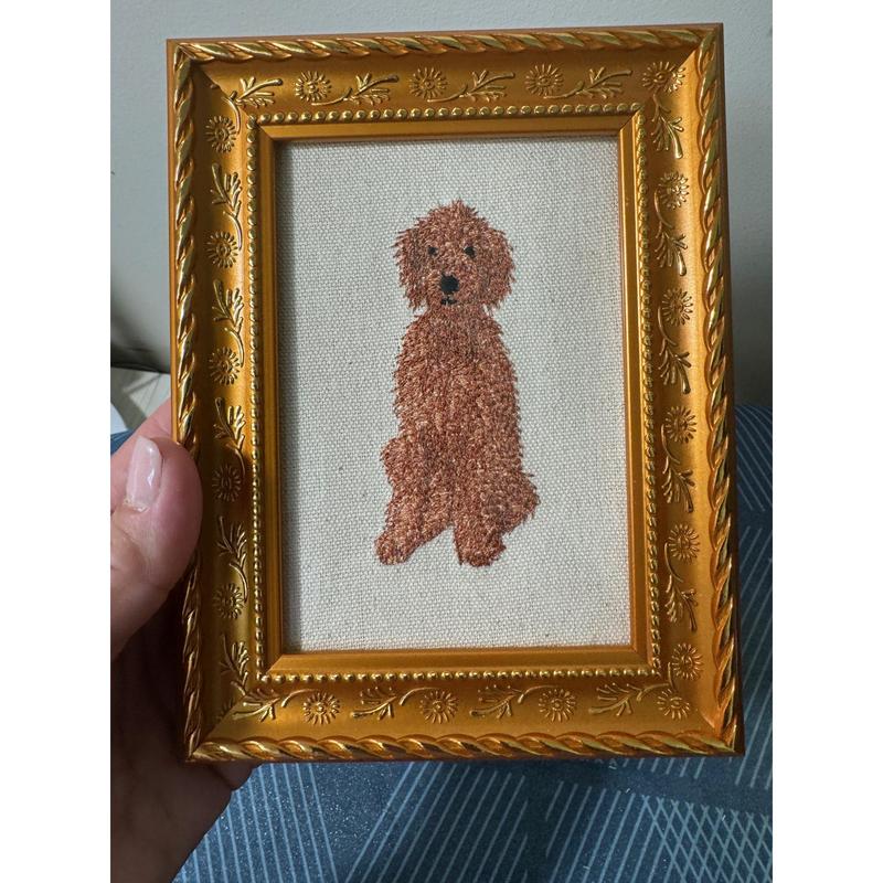 Red Poodle Doodle Machine Embroidered and Framed!