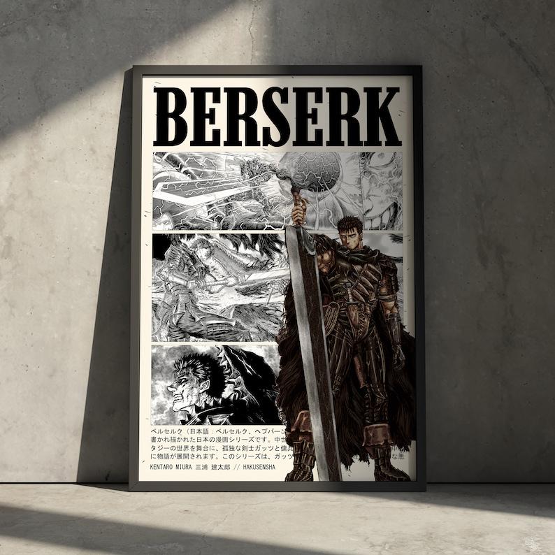 Berserk Poster V2 - Guts Anime Art Print - Framed Manga Wall Decor Artwork - Gift for Anime Fan - Griffith Ornaments Decoration Artistic Room