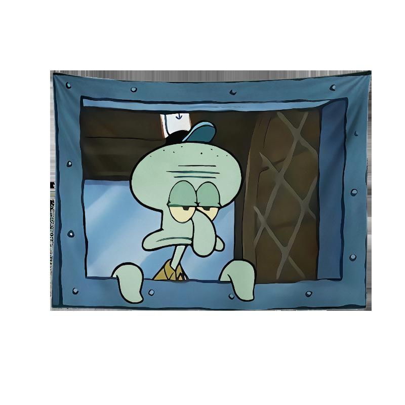 Cartoon Wall Hanging Sponge Bab Squidward Tapestry Flag for Halloween Decoration