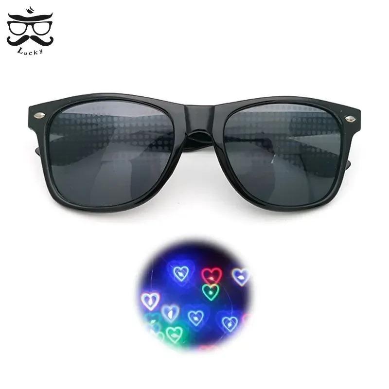 Funny Sunglasses Fireworks Glasses Diffraction Glasses Hearts Special Effects Optical Mirrors Dance Party Light Show Sunglasses, Hot Selling