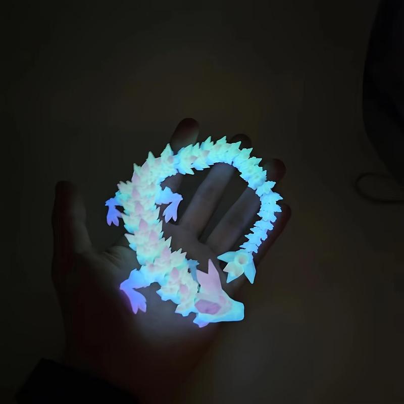 3D Printed Luminous Artificial Crystal Dragon Statue, 1 Count 3D Printed Glow in The Dark Dragon Sculpture Decor Figurine, Decorative Ornament for Home Office Party