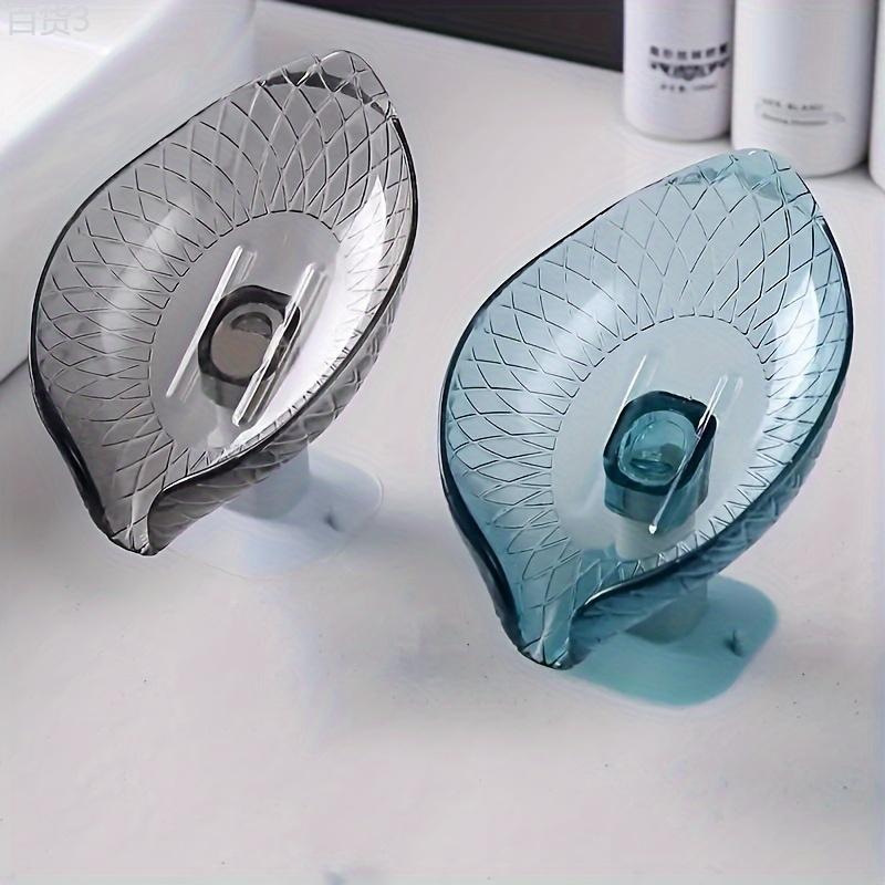 1pc Leaf-Shaped Self-Draining Soap Dish - Oval Plastic Bathroom Accessory for Easy Storage & Organization, Christmas Halloween Gift Decoration