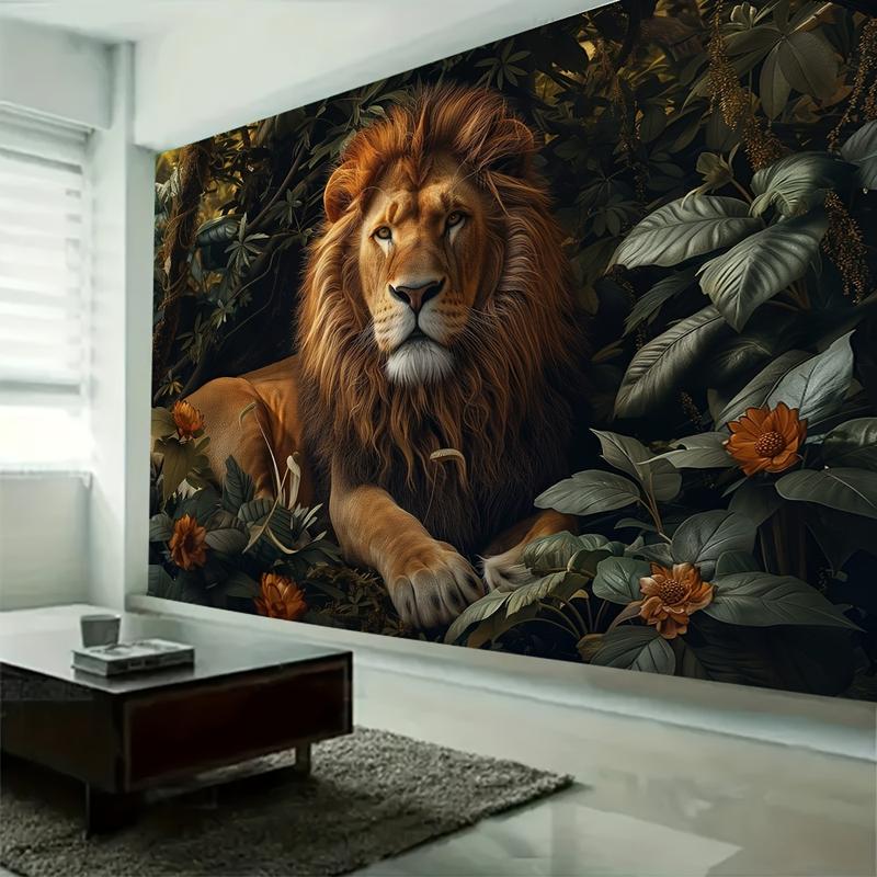 Majestic Lion and Plant Pattern Tapestry-Multifunctional Office Decorations for Living Room, Bedroom Or Wall Hanging Decoration | Soft Polyester Fiber, Easy to Care