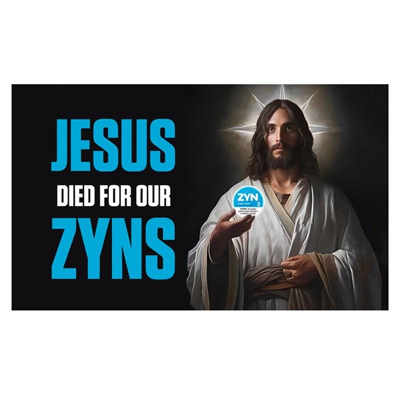 Jesuse Died for Our Zynss Funny 3×5Ft Flag Tapestries for Man Cave Girls Wall Decor Outdoor Indoor Banner with 4 Brass Gromments funny flag