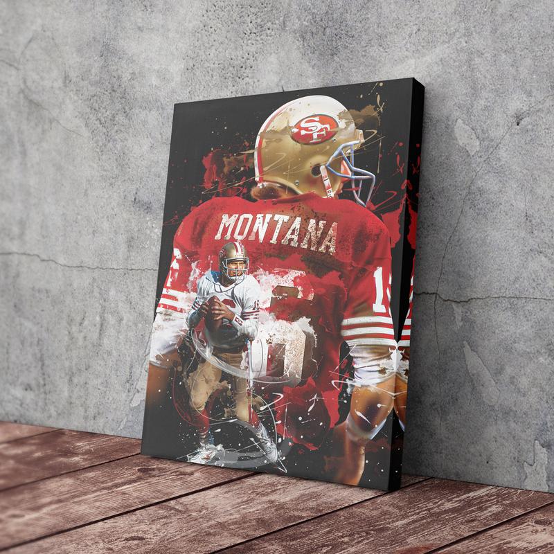 Joe Montana Poster San Francisco 49ers NFL Artwork UnFramed Wall Art Print Home Decor