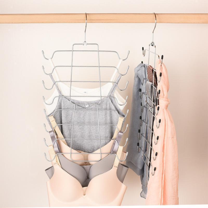 Multifunctional 8-layer Rotating Hanger, Non-slip Foldable Bra Storage Holder, Small Space Organizer for Wardrobe, Bedroom Accessories