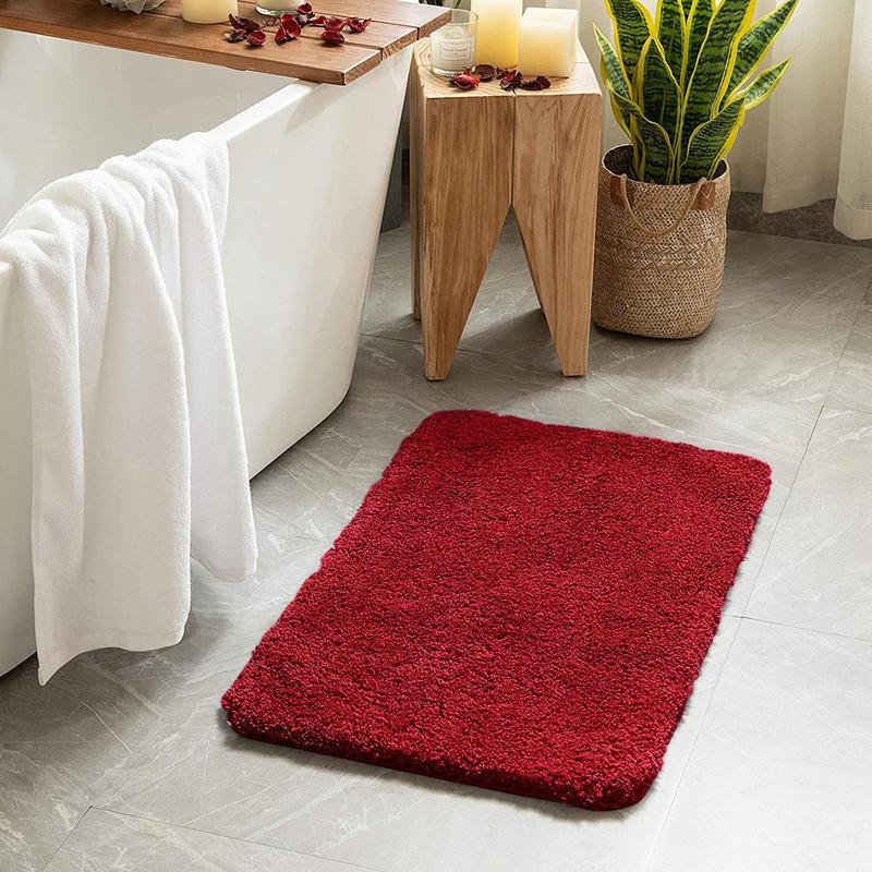 [fast delivery ] Christmas Red Bath Rugs for Bathroom - Soft and Absorbent Non-Slip Rug for Shower Bath and Toilet, Machine Washable, 16'' x 24'' Mats