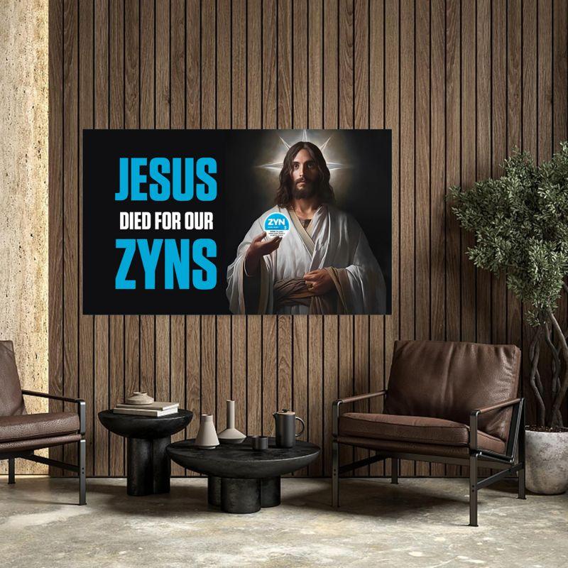 Jesuse Died for Our Zynss Funny 3×5Ft Flag Tapestries for Man Cave Girls Wall Decor Outdoor Indoor Banner with 4 Brass Gromments funny flag