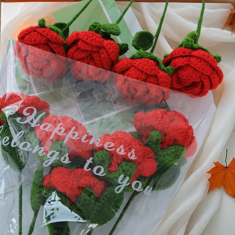 Christmas decoration bouquet, handmade 9 roses, artificial flowers without vase, home decoration, holiday decoration Crochet rose crochet  roses