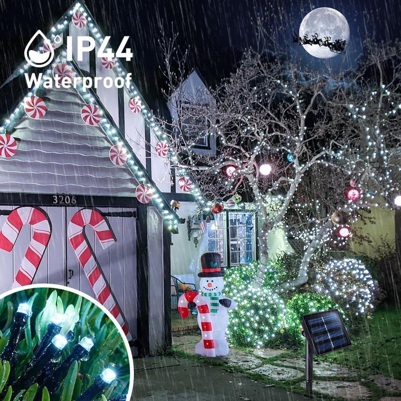 2 Pack Solar Christmas Lights Outdoor Waterproof, Total 400 LED 151FT Solar String Lights for Outside, 8 Modes White Solar Lights for Patio Yard Tree Garden Christmas Decorations Ornaments