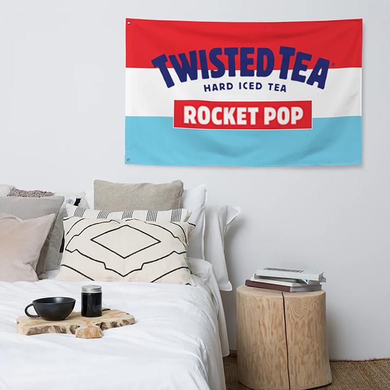 Rocket Pop Twisted Tea 3x5Ft Flags Tapestry for Man Cave Wall Indoor Outdoor Room Decor Bedroom College Dorm Banner with 4 Brass Grommets